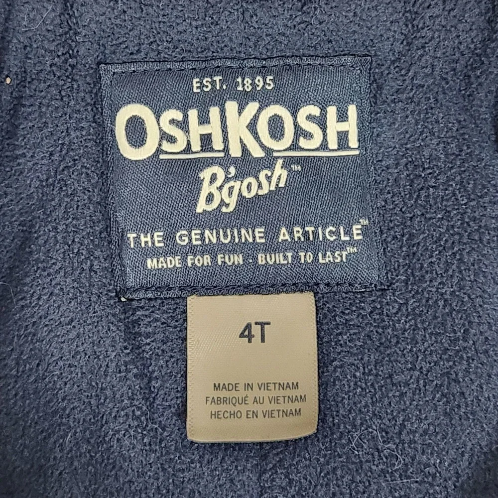 OshKosh B'gosh Kids 4T Buffalo Plaid Sherpa Collar Fleece Lined Jacket Red Navy